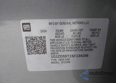 2025 Chevrolet Malibu Fwd 1Lt from USA, damaged, VIN 1G1ZD5ST1SF134198